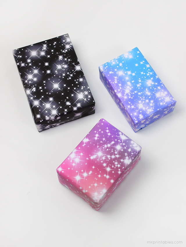 Sparkling stars gift wrap / free printables