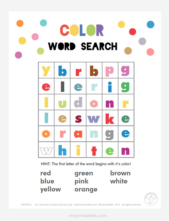 Word Search Puzzles for Kids